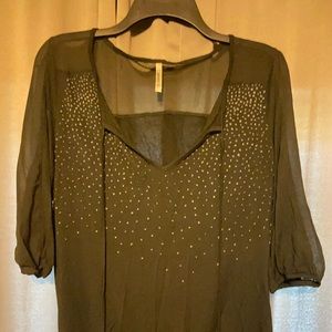 Espresso black sheer beaded top